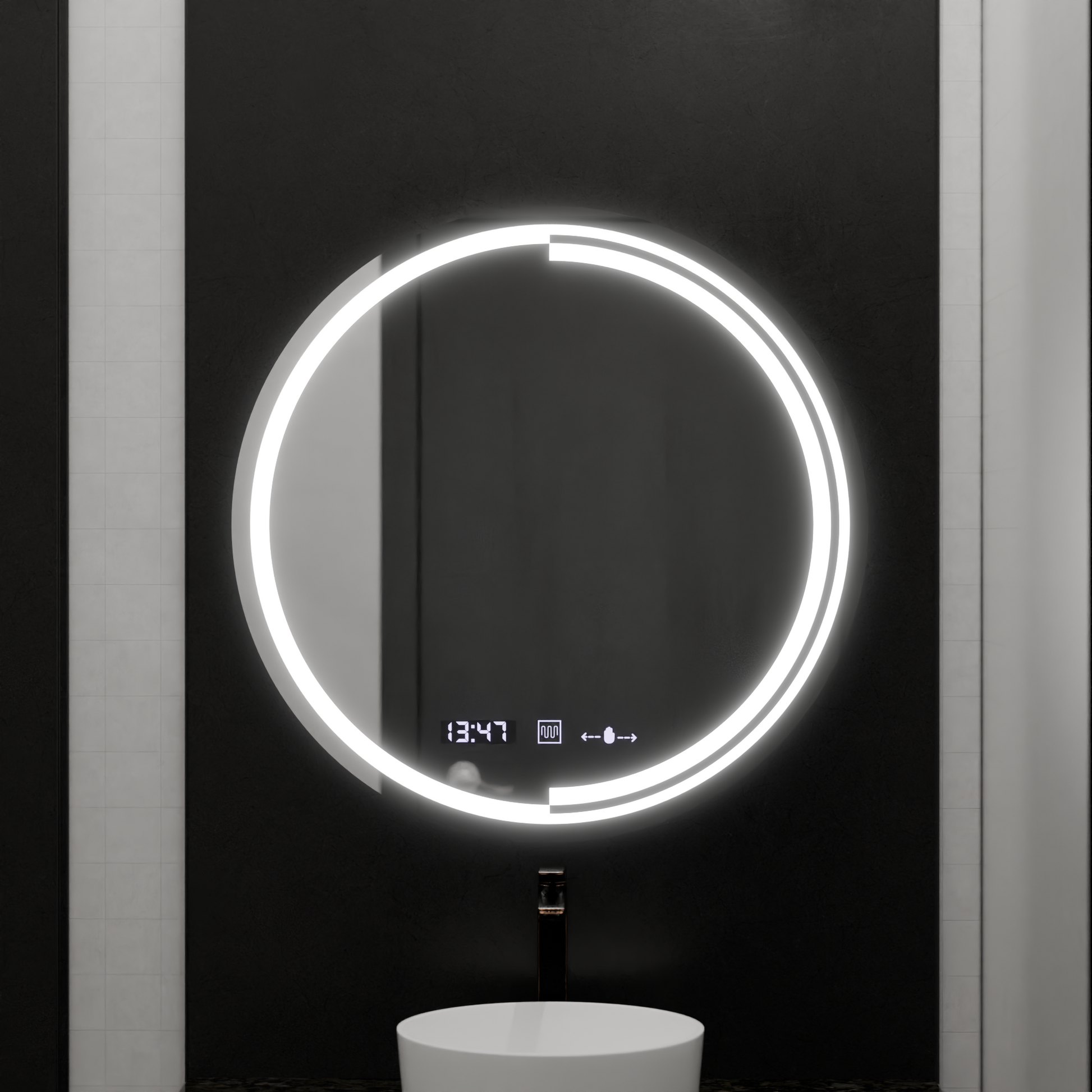 Oglinda LED Rotunda, 60cm, Senzor MotionGlow Consuel Marcello, Sistem Dezaburire, Ceas & Termometru, Dimabila Oglinzi Marcello Default Title Alessandro Design