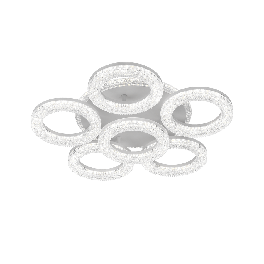 Lustră LED FREJA cu Telecomandă, 51cm, 90W, 3000K/4000K/6000K, Dimabil, Alb, Cristale, 6 Cercuri Lustre LED cu Telecomanda Default Title Alessandro Design