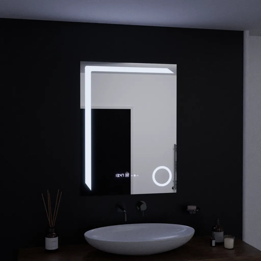 Oglinda LED Rectangulara, 60x80cm, Precision MotionGlow Marcello, Sistem Dezaburire, Ceas & Termometru, Lupa Cosmetica, Dimabila Oglinzi Marcello Default Title Alessandro Design