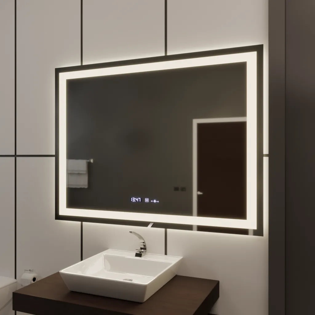 Oglinda LED Rectangulara 120x80cm Vérité MotionGlow Marcello, Sistem Dezaburire, Ceas & Termometru, Dimabila Oglinzi Marcello Default Title Alessandro Design