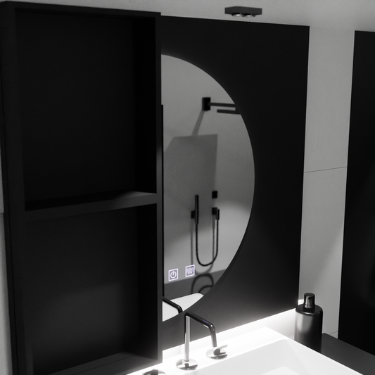 Oglinda LED Semiluna FELHOLD, 220x110cm, Sistem Touch, Lumina Rece 6000K, Dimabila