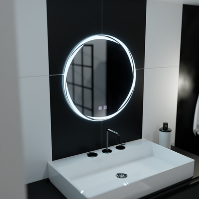 LED okrúhle zrkadlo 60 cm, Spirallus Touch, Demister System, Stmievateľné