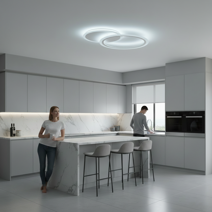 Lustra LED cu telecomanda LUCY 27W, 2 Cercuri, lumina Rece/Calda/Neutra, Dimabila, Alb Lustre LED cu Telecomanda Default Title Alessandro Design