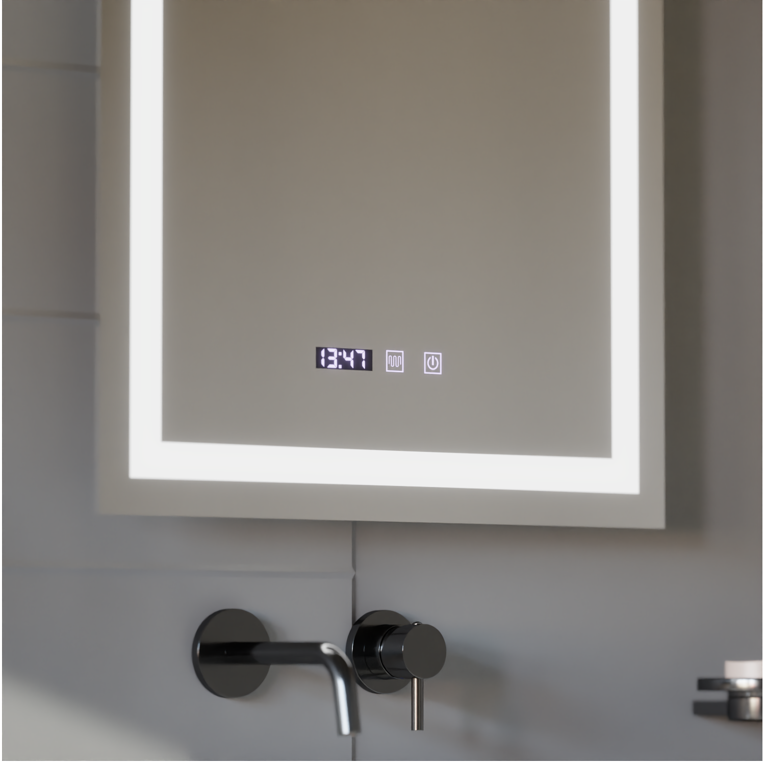 Oglinda LED Touch MODENA Sistem Dezaburire, Ceas si Temperatura 60x80 cm Oglinzi Korman S Default Title Alessandro Design