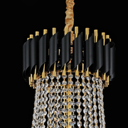Candelabru Cristal CC900/800X1200, 23xE14, Diametru 80cm, Inaltime 120cm, Auriu Lucios si Negru, Inaltime Reglabila, Design Elegant Candelabre Cristal Default Title Alessandro Design
