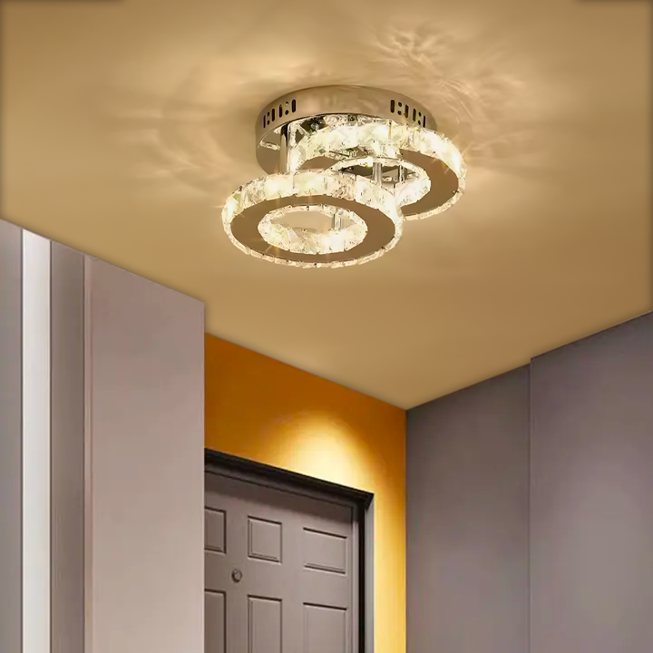 Lustra LED cu cristal ROYALO ROTONDA 26W, 2 Cercuri, lumina Rece/Calda/Neutra, Crom Lucios Lustre LED Default Title Alessandro Design