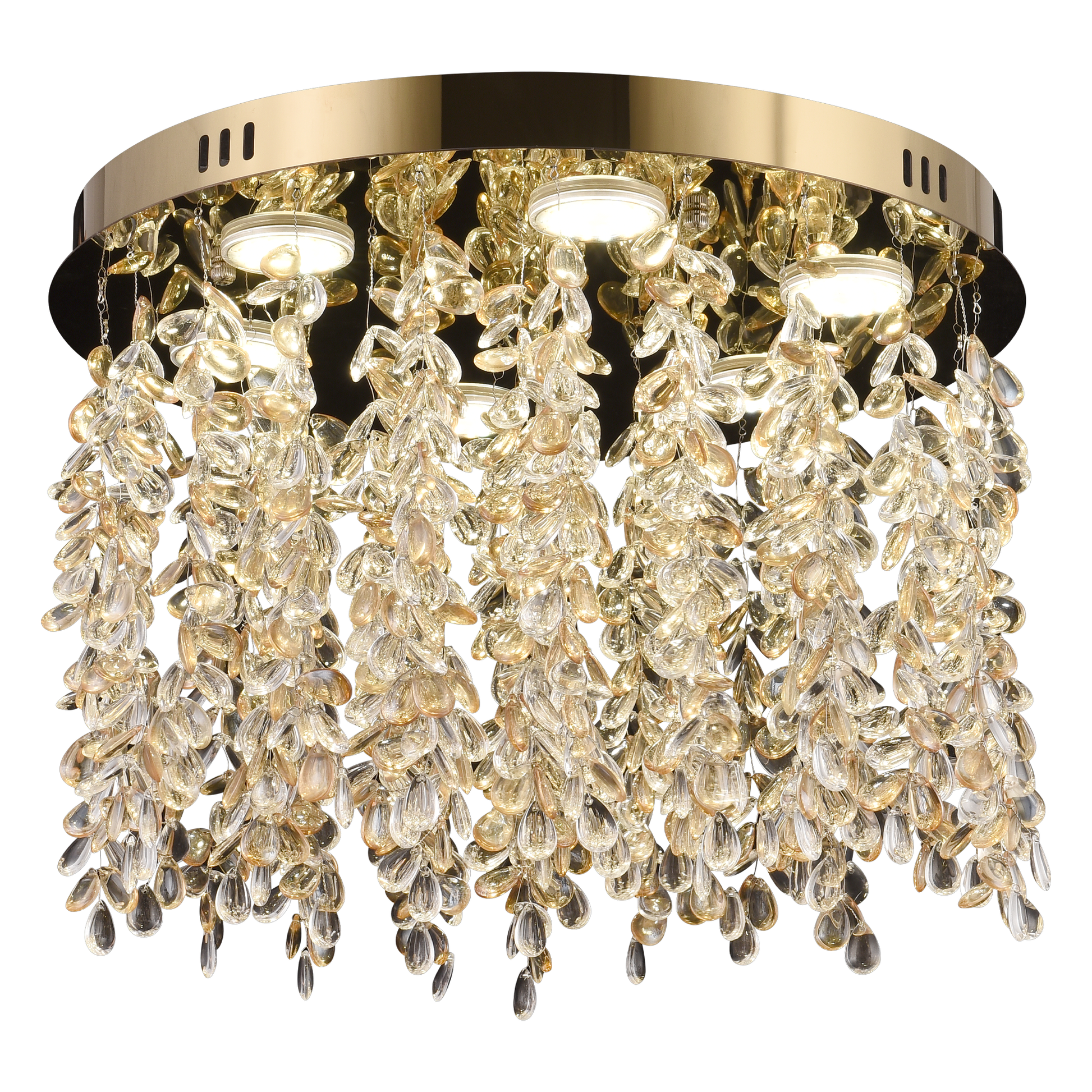 Candelabru LED Cristal LLC213/550GD Rotund, 29W, Lumina Rece/Calda/Neutra, Cristale, Auriu Lucios Candelabre Cristal Default Title Alessandro Design