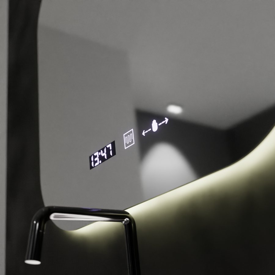 Oglinda LED Rectangulara 60x60 Aura Riflesso Puro MotionGlow Marcello, Sistem Dezaburire, Termometru si Ceas, Dimabila Oglinzi Marcello Default Title Alessandro Design