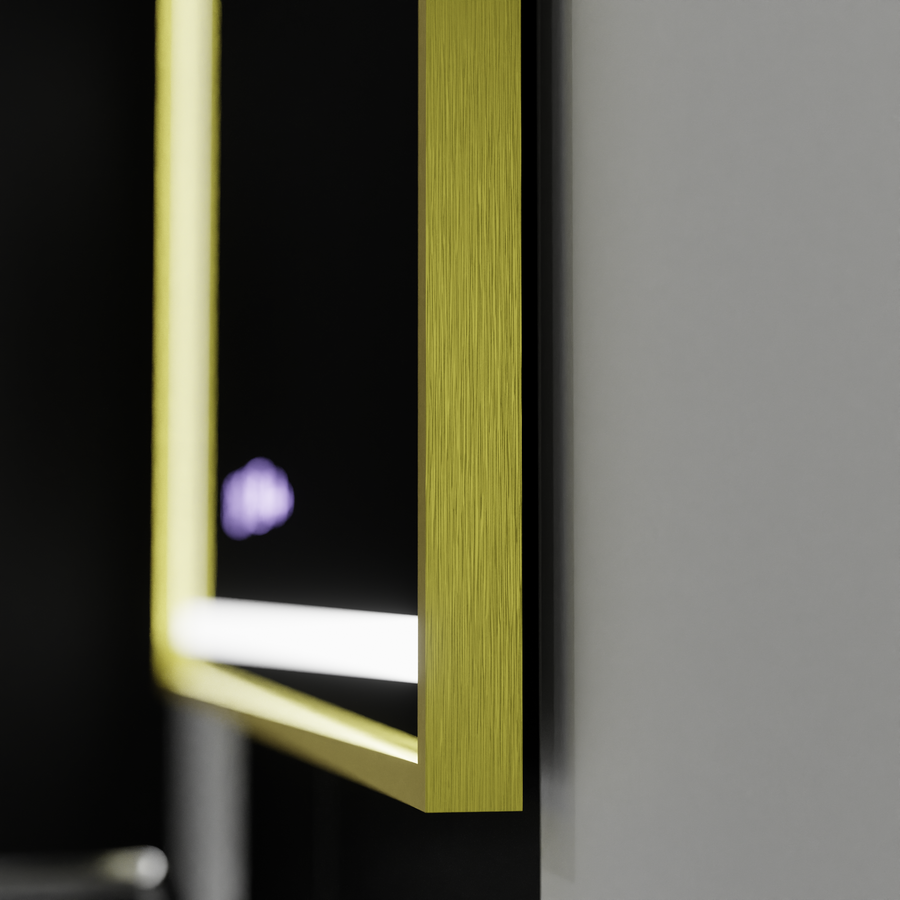 Oglinda LED Rectangulara, 120x80cm, Verite Royale Gold MotionGlow Marcello, Sistem Dezaburire, Ceas & Termometru, Dimabila Oglinzi Marcello Default Title Alessandro Design