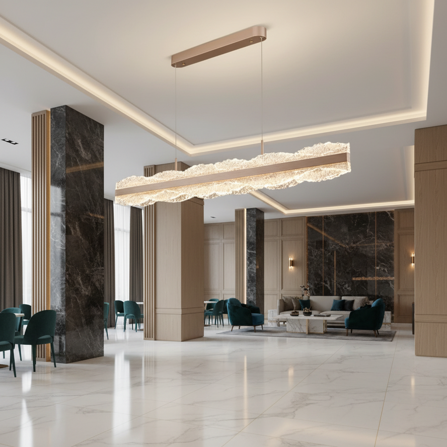 Závesný LED luster s diaľkovým ovládaním NIVALIS 55W, dĺžka 120cm, studené/teplé/neutrálne svetlo, stmievateľné, výškovo nastaviteľné, zlaté
