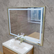 Oglinda LED RAYNA Touch, 80x60 cm, functie Dezaburire, Rama Auriu Brushed Oglinzi Korman E Default Title Alessandro Design