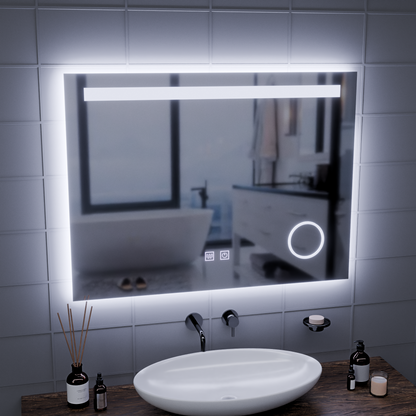 Oglinda LED Rectangulara, 80x60cm, Piano Touch, Sistem Dezaburire, Dimabila, Lumina Rece 6000K Oglinzi Korman E Default Title Alessandro Design