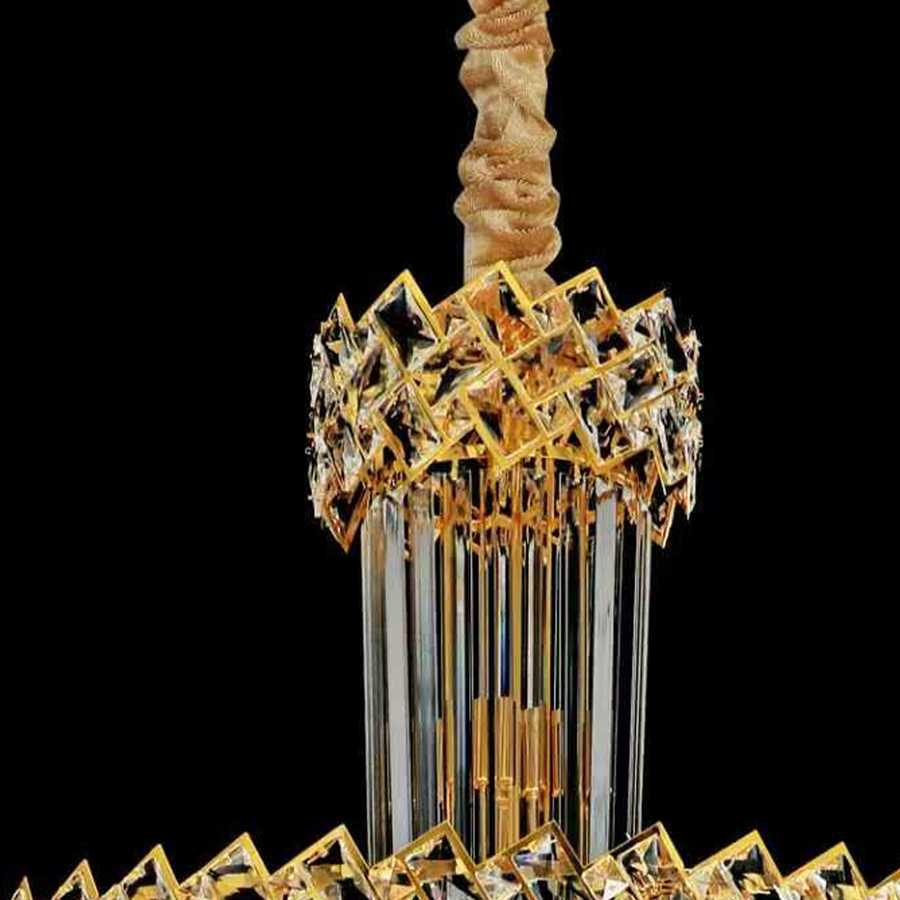 Candelabru Cristal CC800/700X2100GD, 33xE14, Diametru 70cm, Inaltime 210cm, Auriu Lucios, Inaltime Reglabila, Design Elegant Candelabre Cristal Default Title Alessandro Design