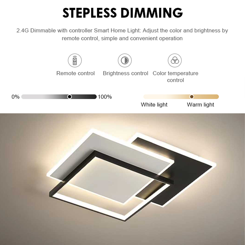 Lustra LED cu telecomanda CHIARA 98W, 3 Patrate, lumina Rece/Calda/Neutra, Dimabila, Negru Lustre LED cu Telecomanda Default Title Alessandro Design