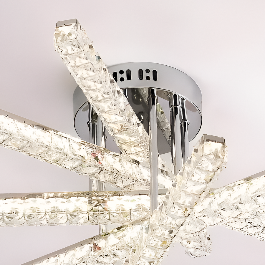 Lustra LED cu telecomanda LUELLA 79W 5 Elemente, Liniara, lumina Rece/Calda/Neutra, Dimabila, Argintiu Lustre LED Cristal Default Title Alessandro Design