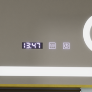 Oglinda LED Touch CLARUS Sistem Dezaburire, Ceas si Temperatura 80x60 cm Rama Auriu Brushed Lupa Cosmetica Oglinzi Korman S Default Title Alessandro Design