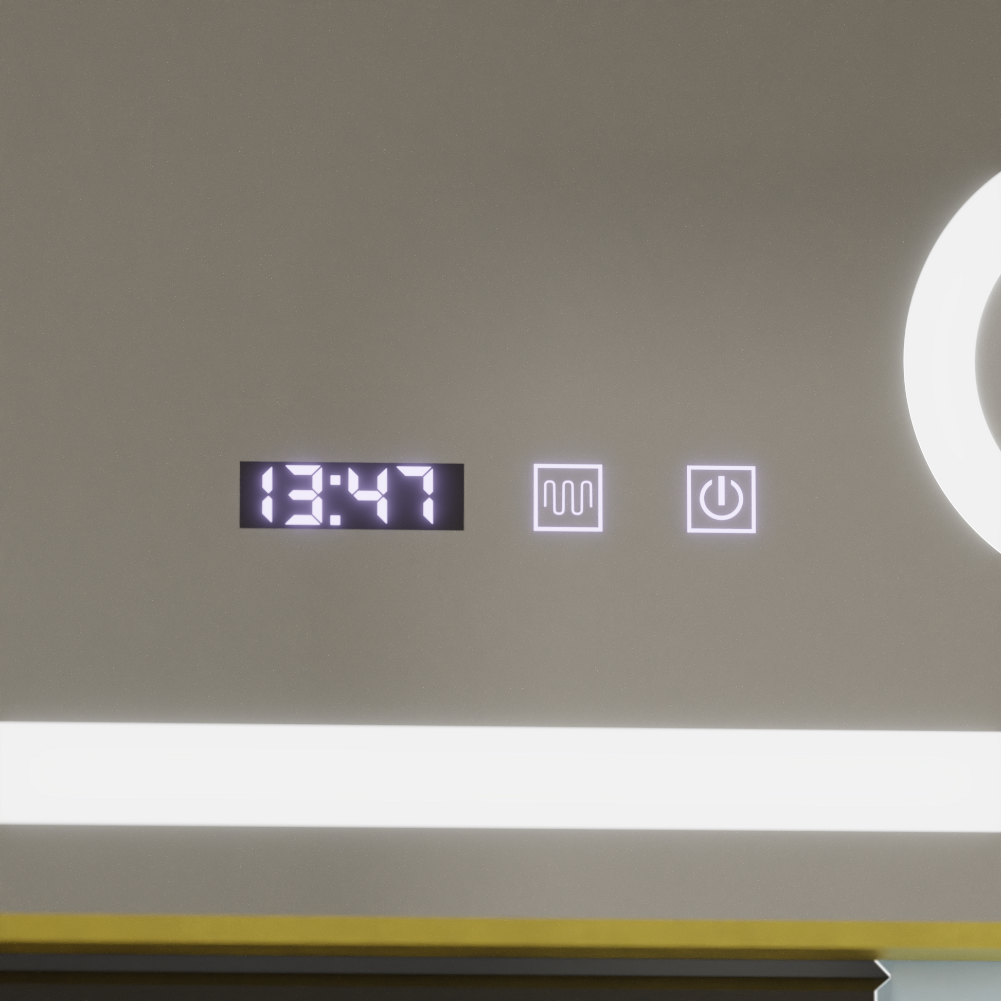 Oglinda LED Touch CLARUS Sistem Dezaburire, Ceas si Temperatura 80x60 cm Rama Auriu Brushed Lupa Cosmetica Oglinzi Korman S Default Title Alessandro Design