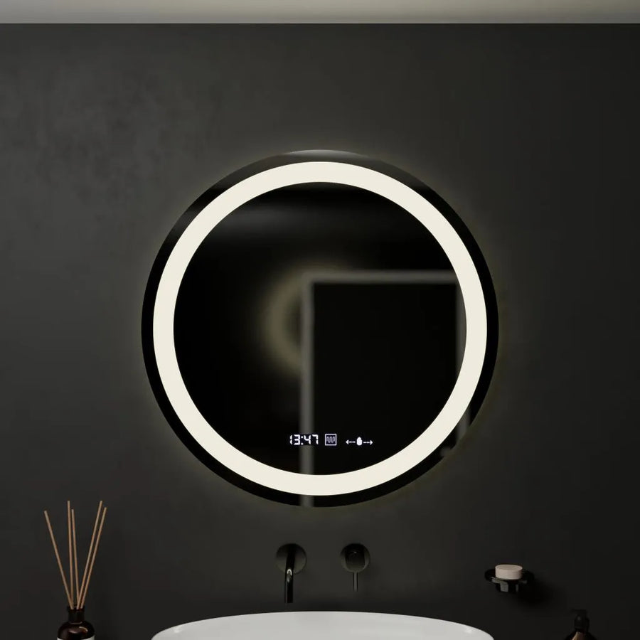 Oglinda LED Rotunda, 60cm, Celeste MotionGlow Marcello, Sistem Dezaburire, Ceas & Termometru, Dimabila, Lumina Calda Neutra Rece 3000K/4000K/6000K Oglinzi Marcello Default Title Alessandro Design