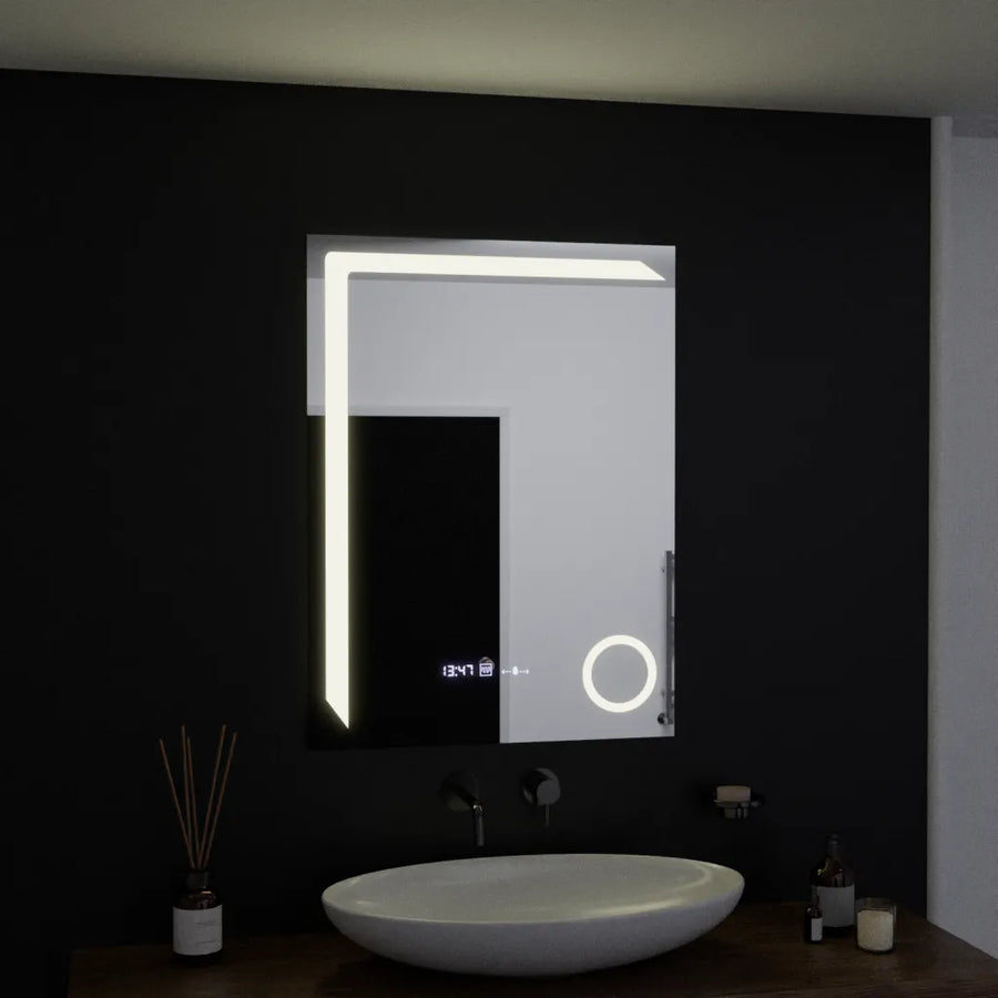 Oglinda LED Rectangulara, 60x80cm, Precision MotionGlow Marcello, Sistem Dezaburire, Ceas & Termometru, Lupa Cosmetica, Dimabila Oglinzi Marcello Default Title Alessandro Design