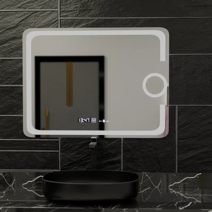 Oglinda LED Rectangulara, 80x60cm, Eclat MotionGlow Marcello, Sistem Dezaburire, Ceas & Termometru, Lupa Cosmetica, Dimabila Oglinzi Marcello Default Title Alessandro Design