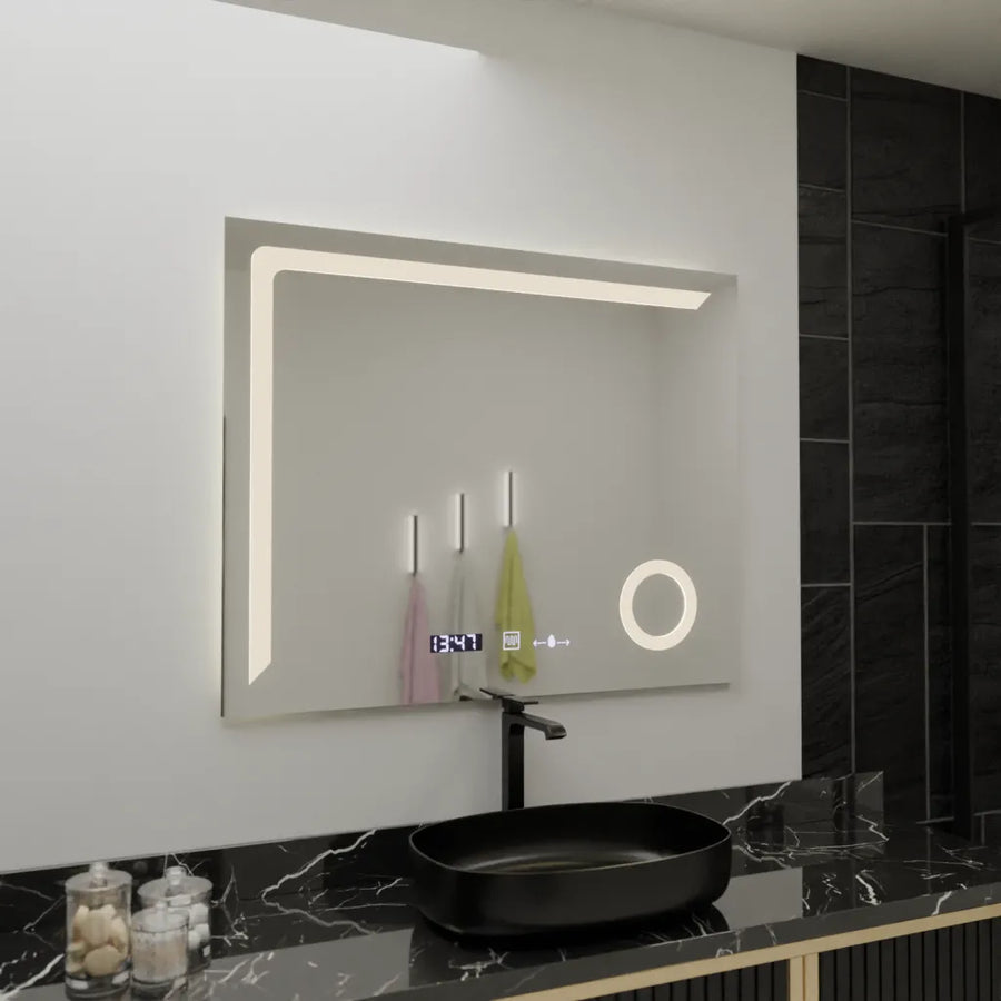 Oglinda LED Rectangulara, 100x80cm, Precision MotionGlow Marcello, Sistem Dezaburire, Ceas & Termometru, Lupa Cosmetica, Dimabila Oglinzi Marcello Default Title Alessandro Design