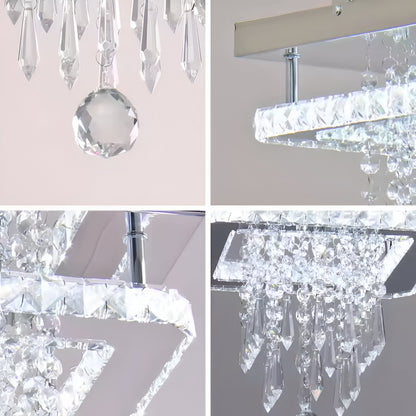 Candelabru LED Alberico Patrat, 17W, Lumina Rece/Calda/Neutra, Cristal, Crom Lucios Candelabre Moderne Default Title Alessandro Design