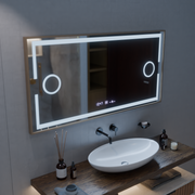 Oglinda LED Senzor MotionGlow Sofia cu functie Dezaburire Termometru Ceas 110x65 cm Lumina Calda/Rece/Neutra Dimabila,Rama Rose Gold, Colectia Marcello Funghi Oglinzi Marcello Default Title Alessandro Design