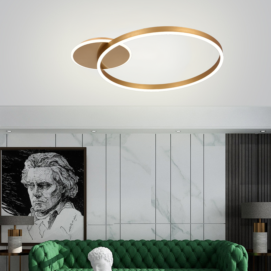 Lustra LED cu telecomanda RINOVA 34W, lumina Rece/Calda/Neutra, Dimabila, Auriu Lucios Lustre LED cu Telecomanda Default Title Alessandro Design