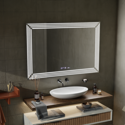 Oglinda LED Rectangulara, 120x80cm, Venezia Senzor MotionGlow Marcello, Sistem Dezaburire, Ceas & Termometru, Dimabila Oglinzi Marcello Default Title Alessandro Design