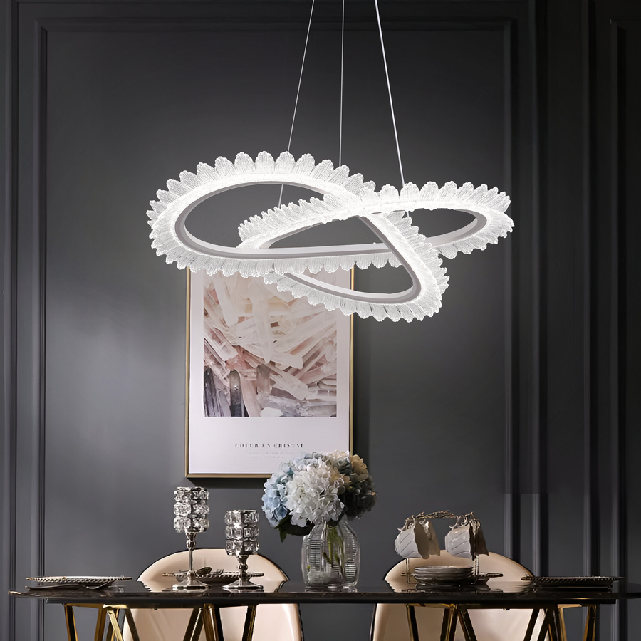 Lustra LED cu Telecomanda LT187WH, Cristal si Metal, 52W, Dimabila, Inaltime Reglabila, lumina Rece/Calda/Neutra, Iluminat Luxos Lustre LED cu Telecomanda Default Title Alessandro Design