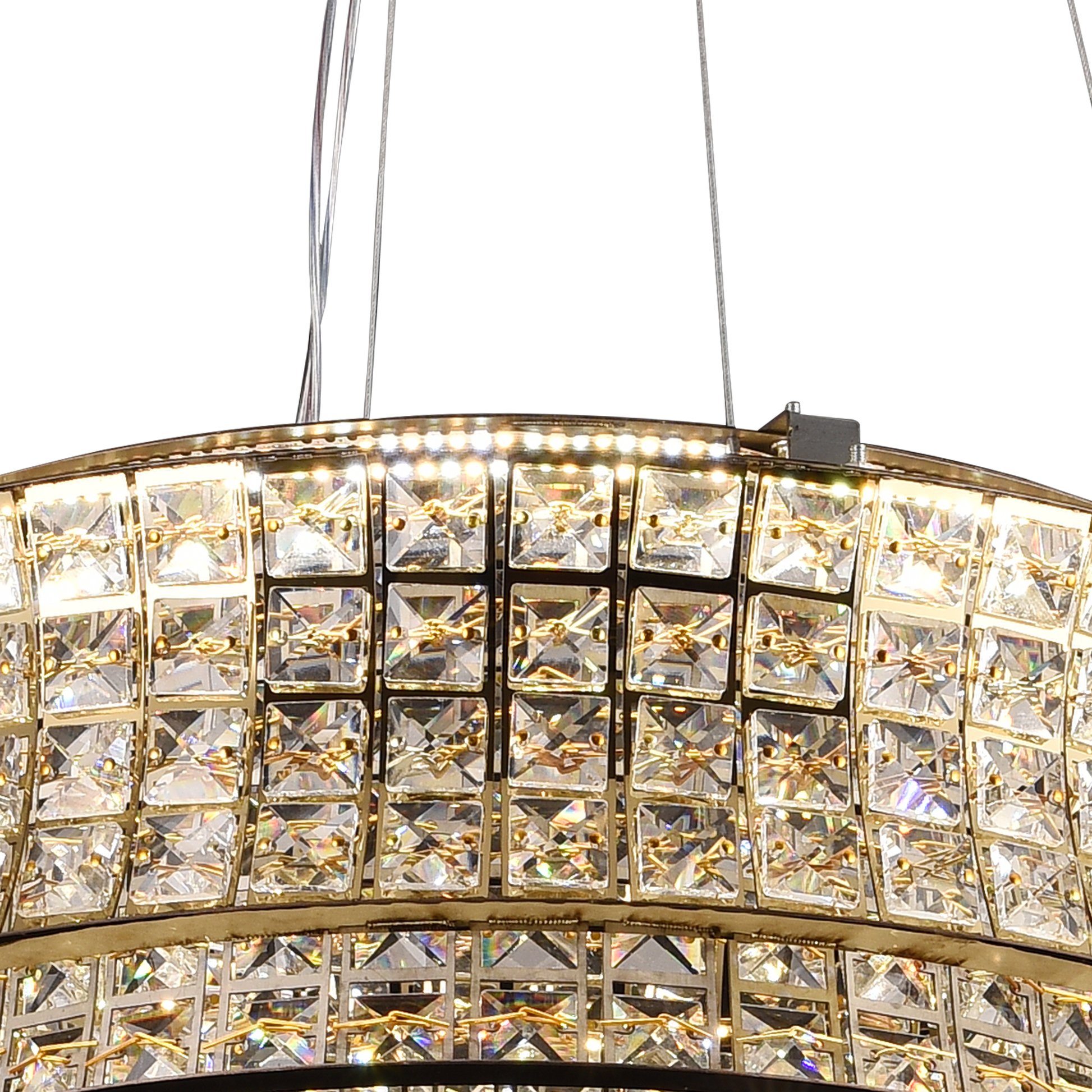 Lustra LED cu Telecomanda,LLC160/500GD, Cristal si Metal, 54W, Dimabila, Inaltime Reglabila, Lumina Rece/Calda/Neutra, Iluminat Luxos Lustre LED cu Telecomanda Default Title Alessandro Design