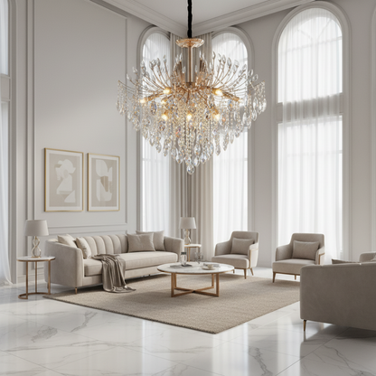 Krištáľový luster CC9313/12FGD, 12x E14, Priemer 50cm, Zlatý
