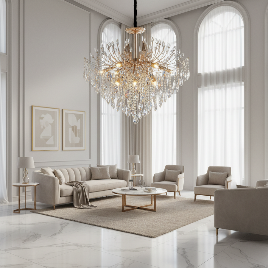Krištáľový luster CC9313/12FGD, 12x E14, Priemer 50cm, Zlatý