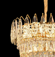 Candelabru Cristal MAJESTIC Eleganza 9x E14, Diametru 50cm, Auriu Lucios, Inaltime Reglabila Candelabre Cristal Default Title Alessandro Design