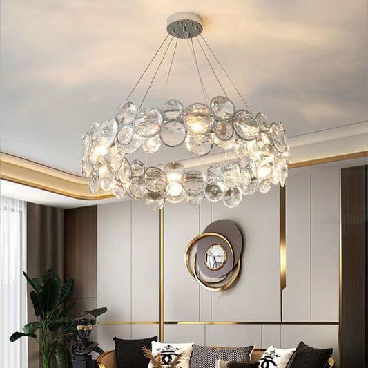 Candelabru Cristal Angelica 6XE14 Argintiu, Diametru 49cm, Inaltime Reglabila Candelabre Moderne Default Title Alessandro Design