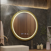 Oglinda LED Rotunda, 60cm, Celeste Royale Gold Eleve MotionGlow Marcello, Sistem Dezaburire, Ceas & Termometru, Dimabila, Curea Detasabila Oglinzi Marcello Default Title Alessandro Design