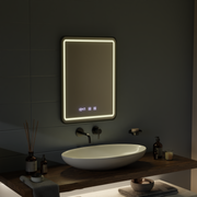 Oglinda LED Touch LUCIDA Sistem Dezaburire, Ceas si Temperatura 60x80 cm Rama Negru Brushed Oglinzi Korman S Default Title Alessandro Design
