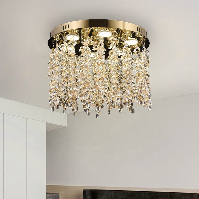 Candelabru LED Cristal LLC213/400GD Rotund, 22W, Lumina Rece/Calda/Neutra, Cristal, Auriu Candelabre Cristal Default Title Alessandro Design