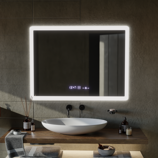 Oglinda LED Rectangulara, 80x60cm, ELANCEE Senzor MotionGlow Marcello, Sistem Dezaburire, Ceas & Termometru, Dimabila Oglinzi Marcello Default Title Alessandro Design
