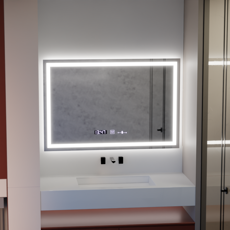 Oglinda LED Rectangulara 120x80cm Vérité MotionGlow Marcello, Sistem Dezaburire, Ceas & Termometru, Dimabila Oglinzi Marcello Default Title Alessandro Design