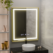 Oglinda LED Rectangulara, 75x90cm, Verite Royale Gold MotionGlow Marcello, Sistem Dezaburire, Ceas & Termometru, Dimabila Oglinzi Marcello Default Title Alessandro Design