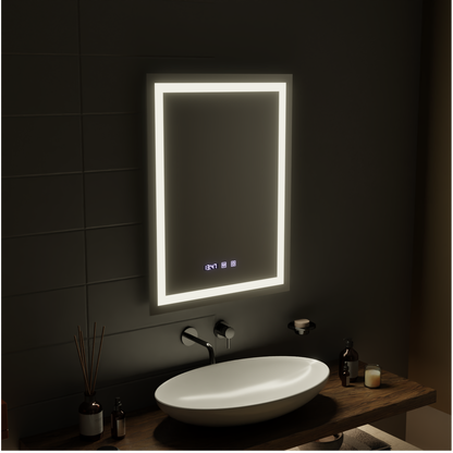 Oglinda LED Touch MODENA Sistem Dezaburire, Ceas si Temperatura 60x80 cm Oglinzi Korman S Default Title Alessandro Design