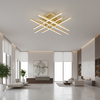 LED luster s diaľkovým ovládaním LINEX, 81W, svetlo 3000K/4000K/6000K, stmievateľný, zlatý