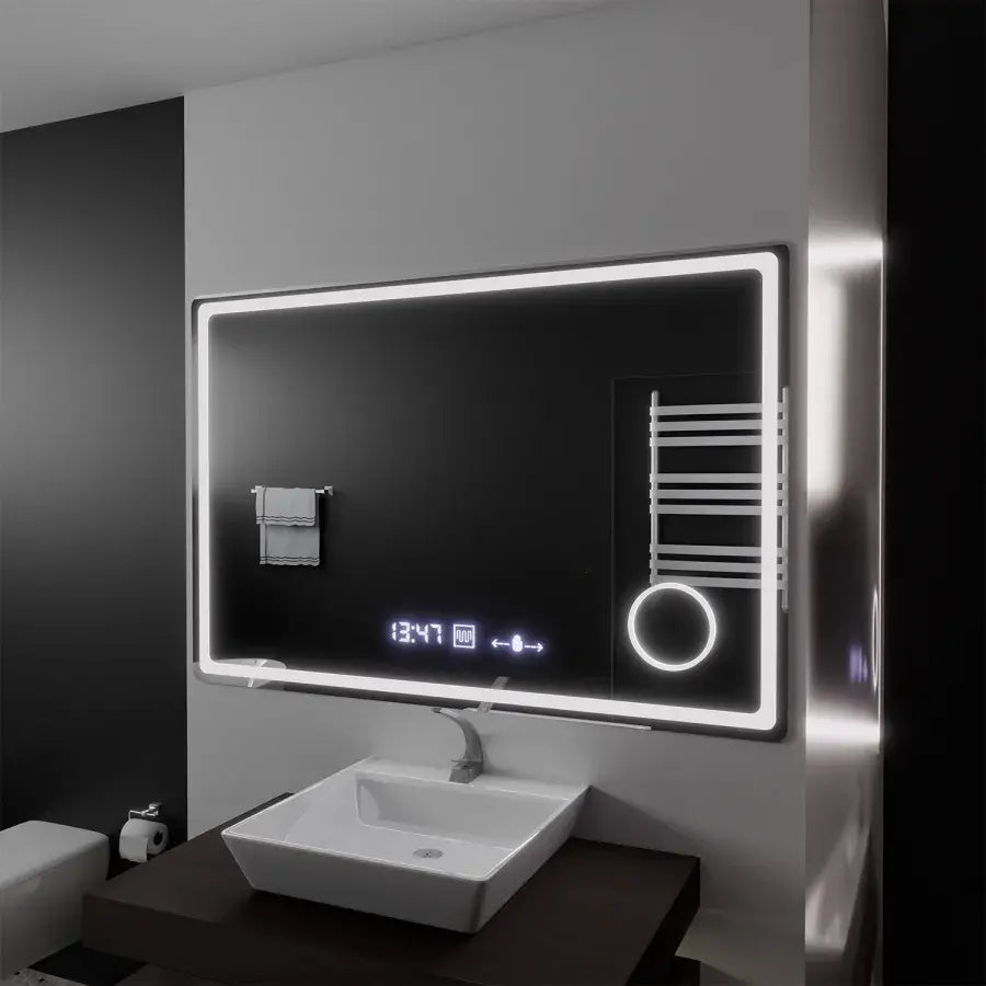 Oglinda LED Rectangulara, 120x80cm, Souverain MotionGlow Marcello, Sistem Dezaburire, Ceas & Termometru, Lupa Cosmetica, Dimabila Oglinzi Marcello Default Title Alessandro Design