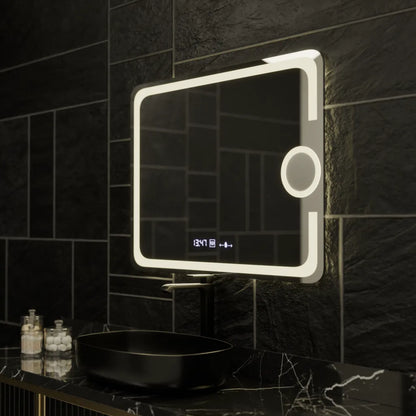 Oglinda LED Rectangulara, 80x60cm, Eclat MotionGlow Marcello, Sistem Dezaburire, Ceas & Termometru, Lupa Cosmetica, Dimabila Oglinzi Marcello Default Title Alessandro Design