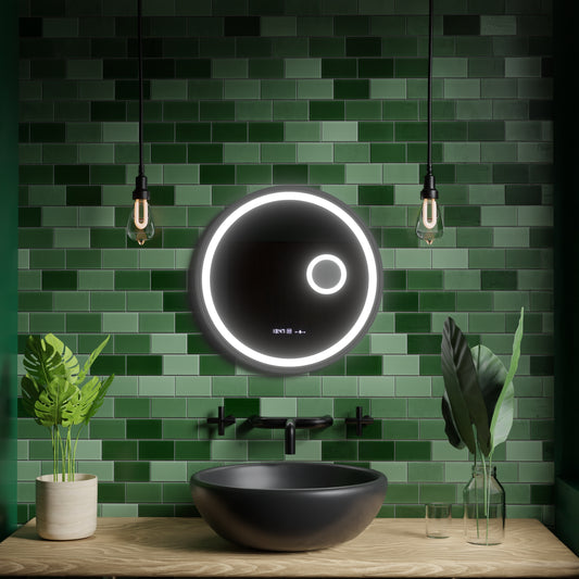 Oglinda LED Rotunda, 11W, 60cm, Micah Senzor MotionGlow Marcello, Sistem Dezaburire, Ceas & Termometru, Lupa Cosmetica, Dimabila Oglinzi Marcello Default Title Alessandro Design