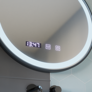 Oglinda LED Touch NOVARA Sistem Dezaburire, Ceas si Temperatura 70 cm Rama Negru Brushed Oglinzi Korman S Default Title Alessandro Design