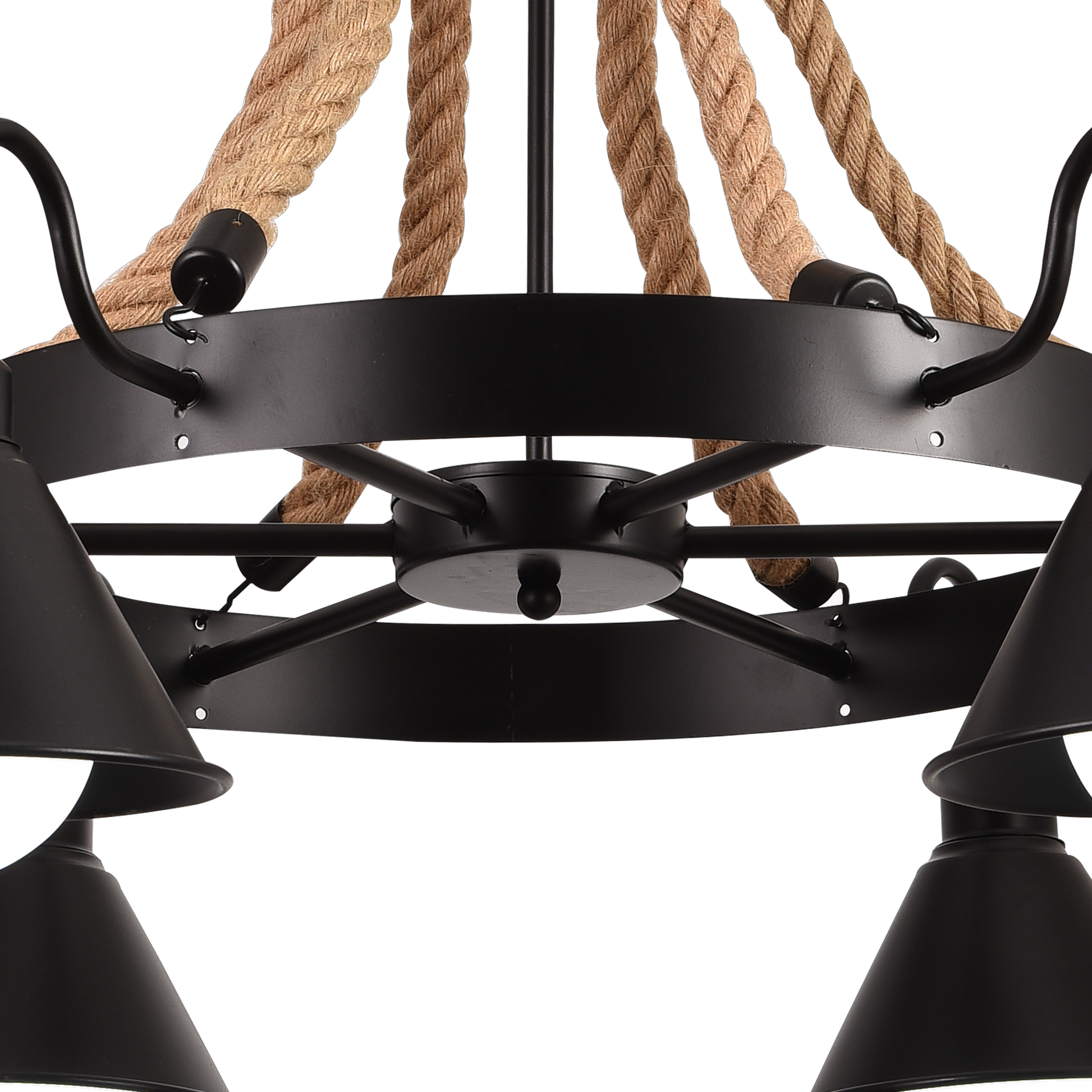 Lustra Vintage cu Franghie LV584/6BK, 6xE27 Lemn Inchis Lustre Vintage Default Title Alessandro Design