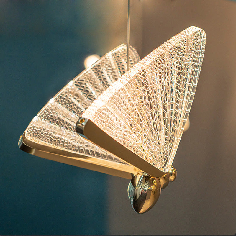 Lustră Suspendată LED Acril Butterfly 9W, Lumina Calda/Neutra/Rece 3000K/4000K/6000K, Auriu, Metal și Acril, Inaltime Reglabila Lustre LED Default Title Alessandro Design