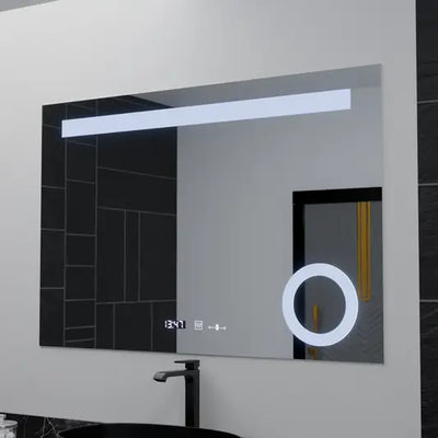 Obdĺžnikové LED zrkadlo, 100x75cm, ABSOLU MotionGlow Marcello, Demister System, Hodiny & Teplomer, Kozmetická lupa, Stmievateľné